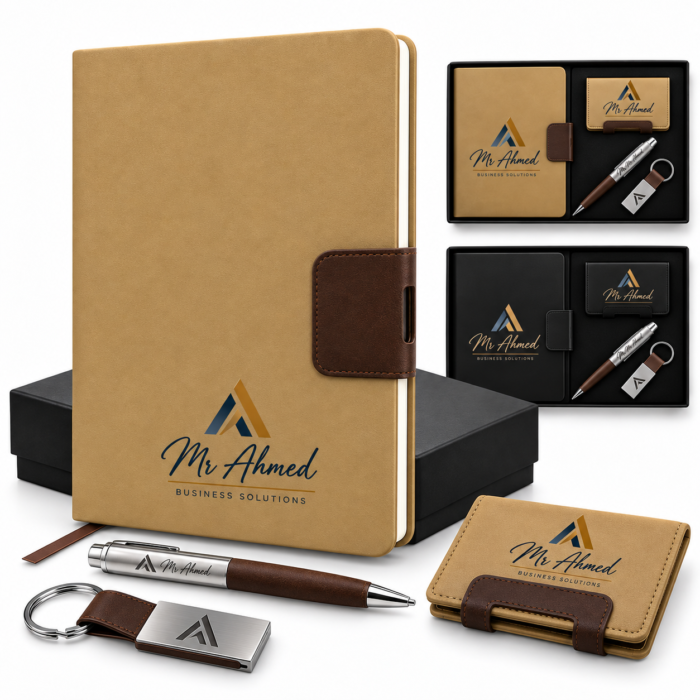Coffret Business de Luxe – Agenda en Cuir Synthétique, Stylo Métal & Porte-clés Assorti