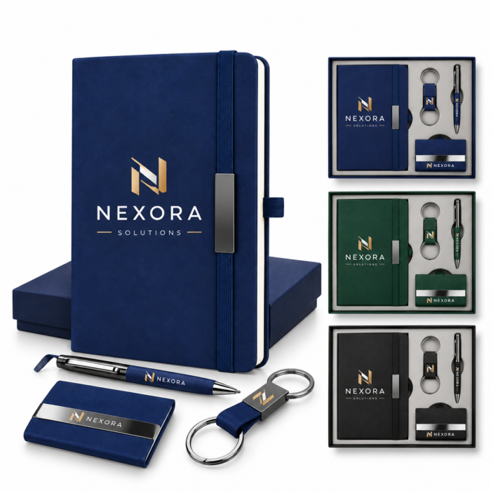 Coffret Business de Luxe – Agenda en Cuir Synthétique, Stylo Métal & Porte-clés Assorti