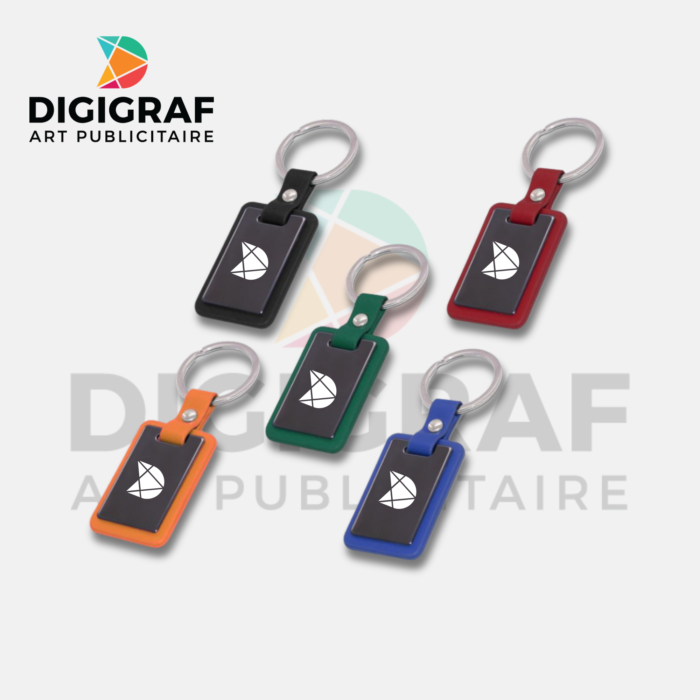 Porte-clés Rectangulaire Bicolore – Finition Soft-Touch & Gravure Laser Personnalisée