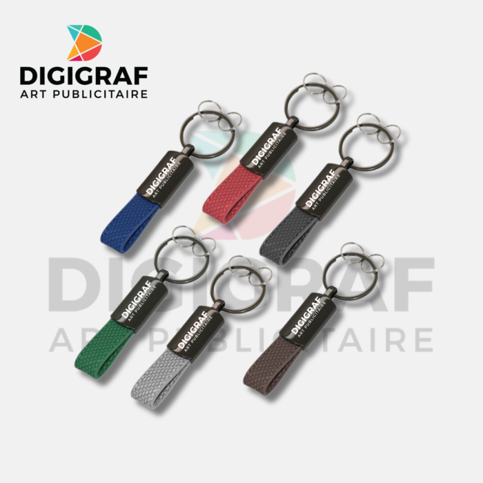 Porte-clés Sangle Tressée Premium – Finition Métal Gun & Gravure Laser