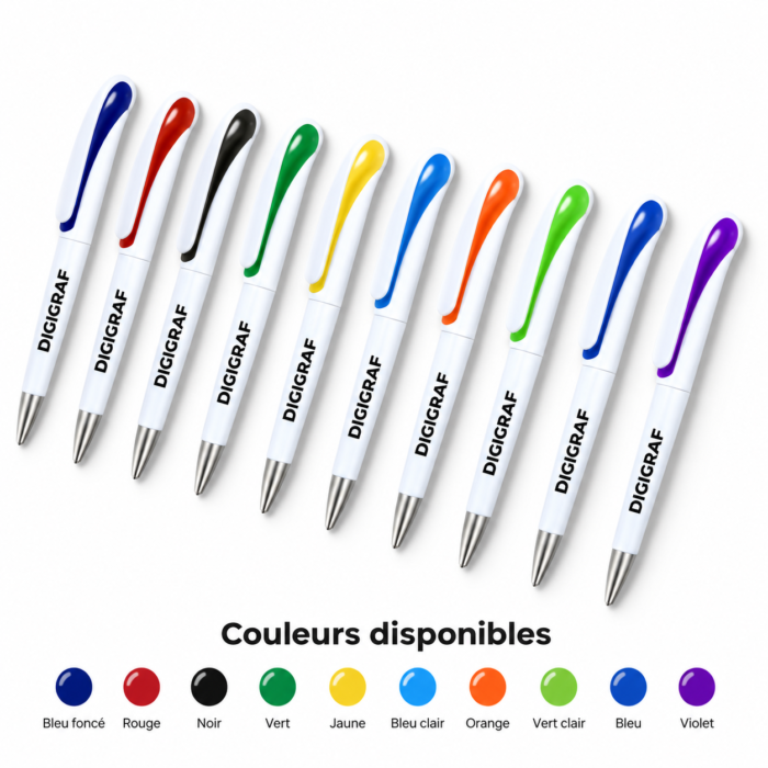 Stylo Plastique Publicitaire "Color Clip" – Impression UV & Design Épuré