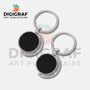 Porte-clé Rond Métallique Personnalisé – Marquage Recto/Verso & Finition Résine (Domimg)