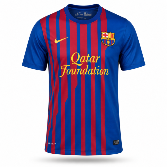 Maillot FC Barcelone Enfant Bleu & Rouge – Qatar Foundation – Style Rétro