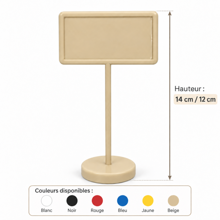 Porte-Étiquette sur Pied Beige – Support d’Affichage de Table