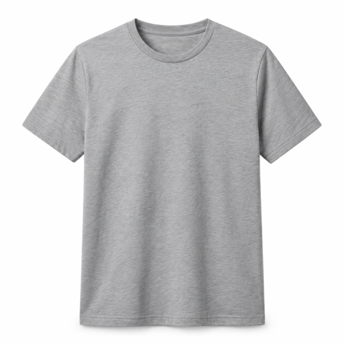 T-Shirt Uni Gris – Col Rond – Manches Courtes